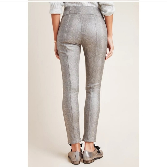 Anthropologie metallic green snake print women's pants size 26 - Picture 3 of 11